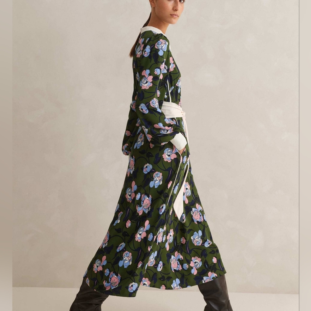 ME+EM Rose Print Panelled Midi Dress - Picture 5 of 7